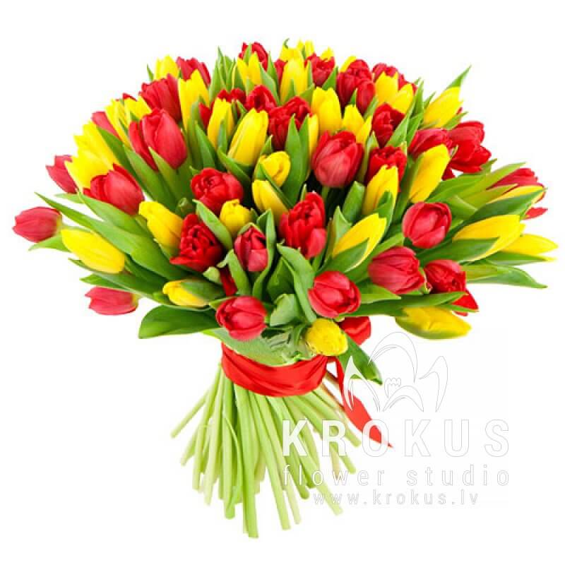 yellow and red tulip bouquet