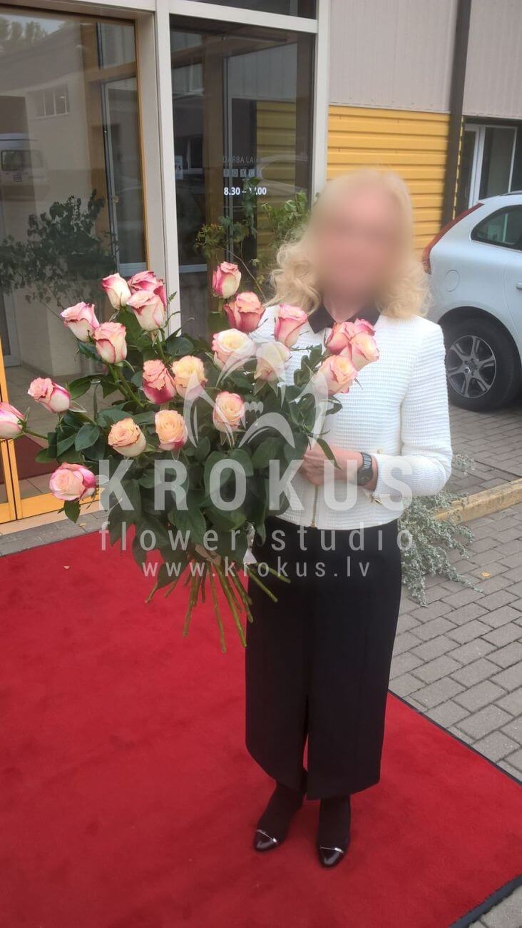 Доставка цветов в город Latvia (двухцветные розы)