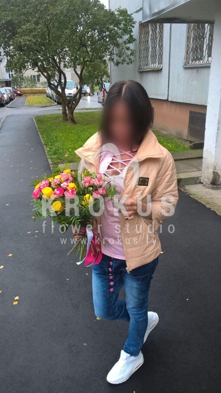Deliver flowers to Latvia (shrub rosespink rosespistaciayellow roses)