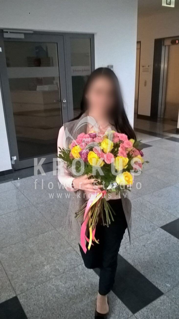 Deliver flowers to Latvia (shrub rosespink rosespistaciayellow roses)