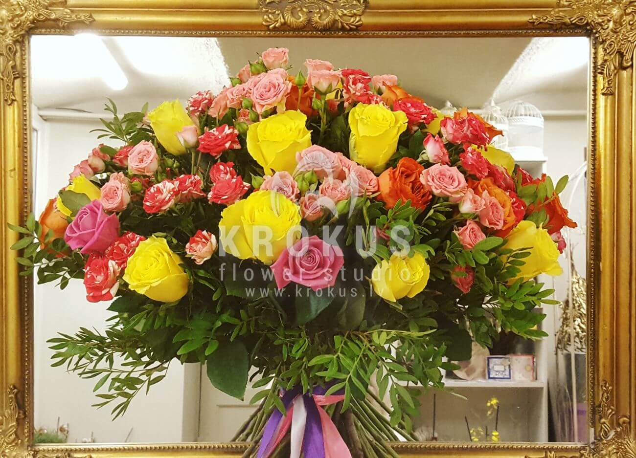 Deliver flowers to Latvia (shrub rosespink rosespistaciayellow roses)