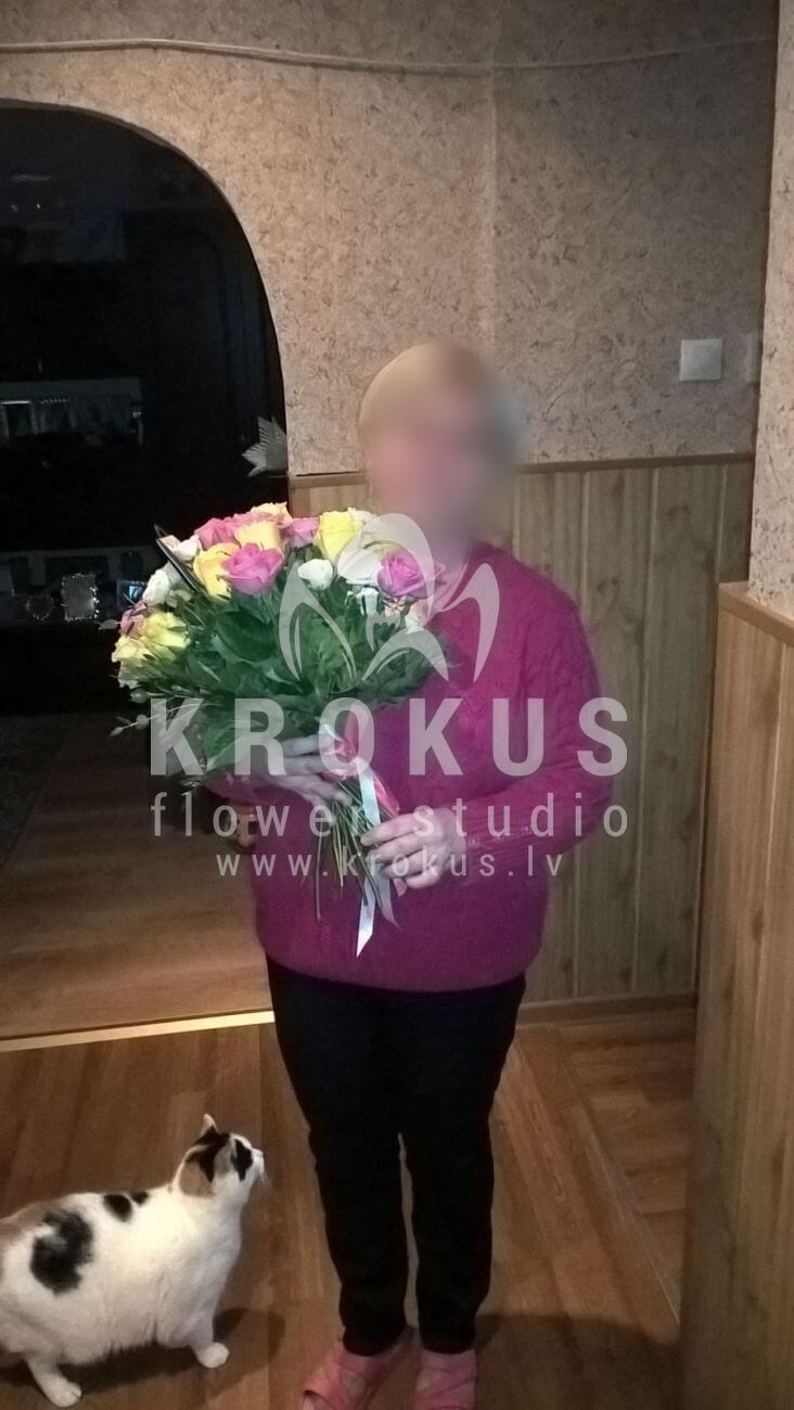 Deliver flowers to Latvia (shrub rosespink rosespistaciayellow roses)