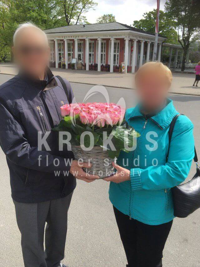 Deliver flowers to Rīga (pink rosesbeargrasssalalaspidistra)