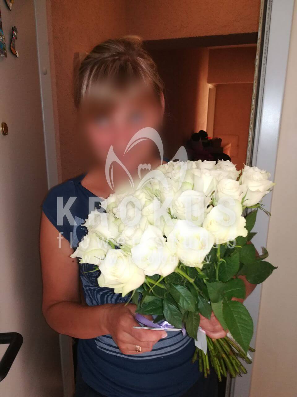 Ziedu piegāde Latvia Rīga (baltas rozes)