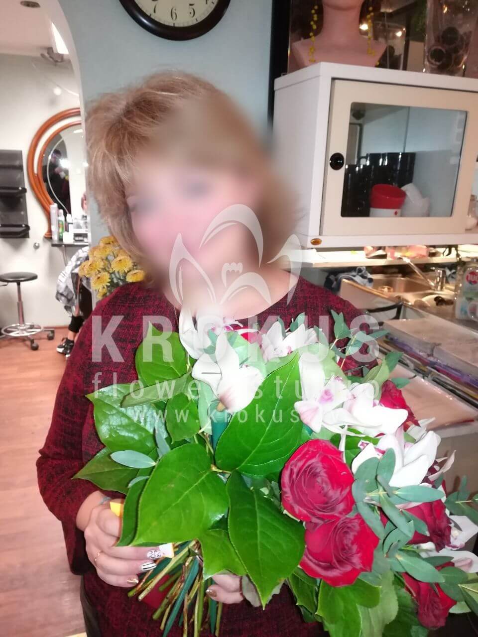 Deliver flowers to Rīga (orchidssalalred roses)