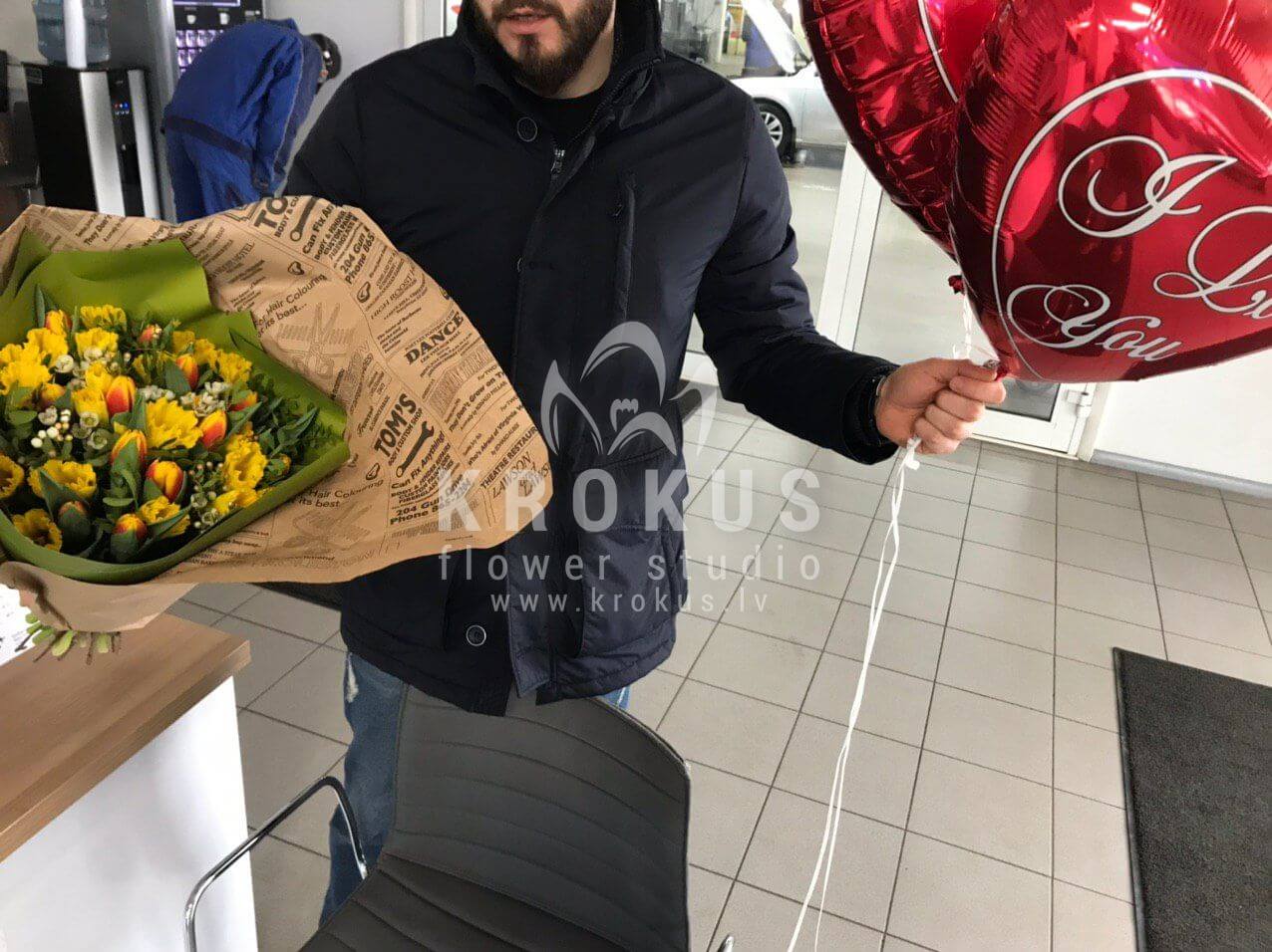 Доставка цветов в город Рига (тюльпаныфисташканарциссгениста)