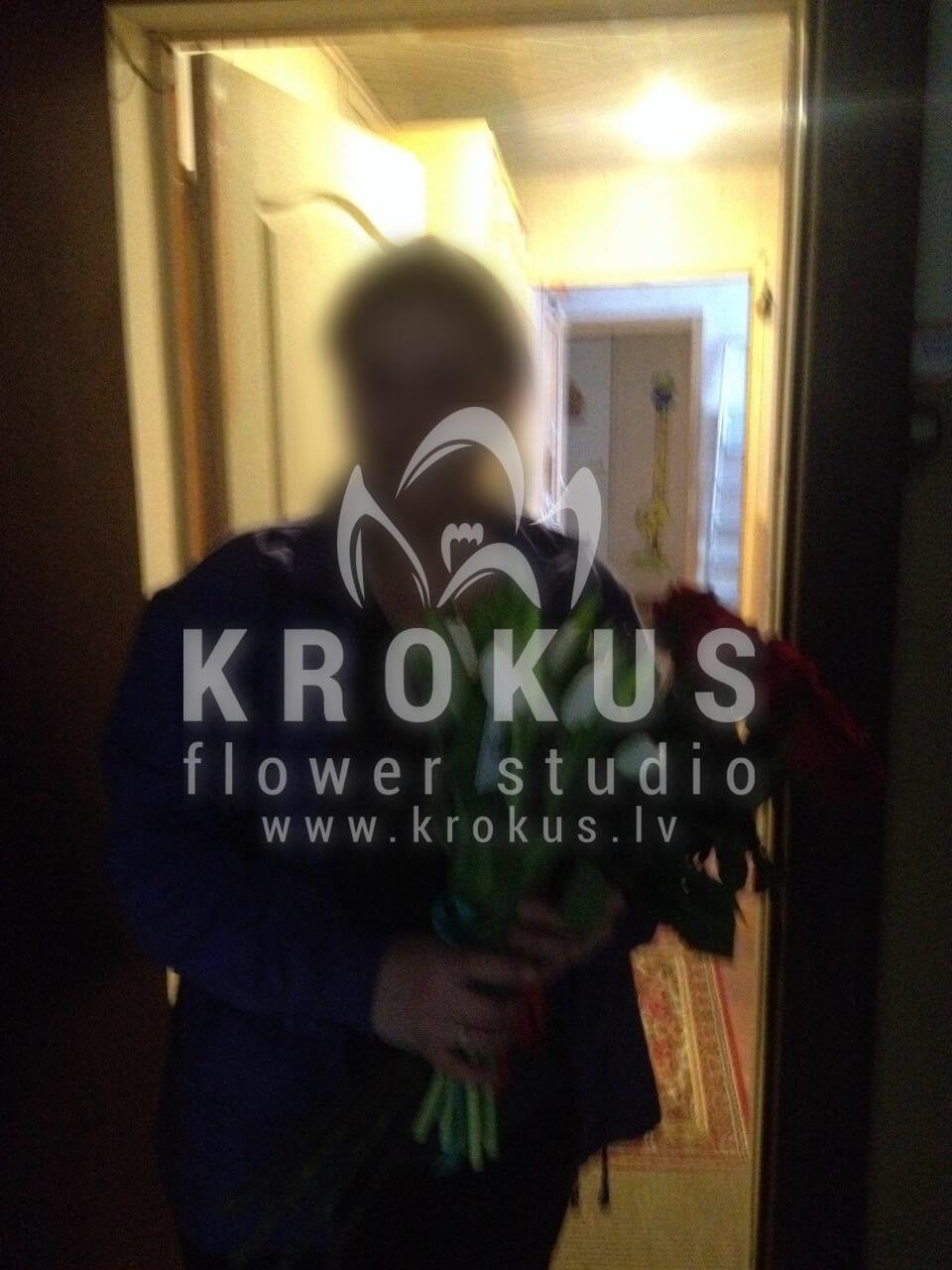 Deliver flowers to Latvia (tulipsred roses)