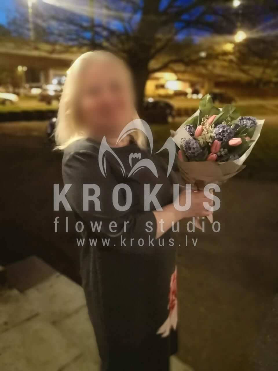 Deliver flowers to Rīga (tulipshyacinthgypsophila)