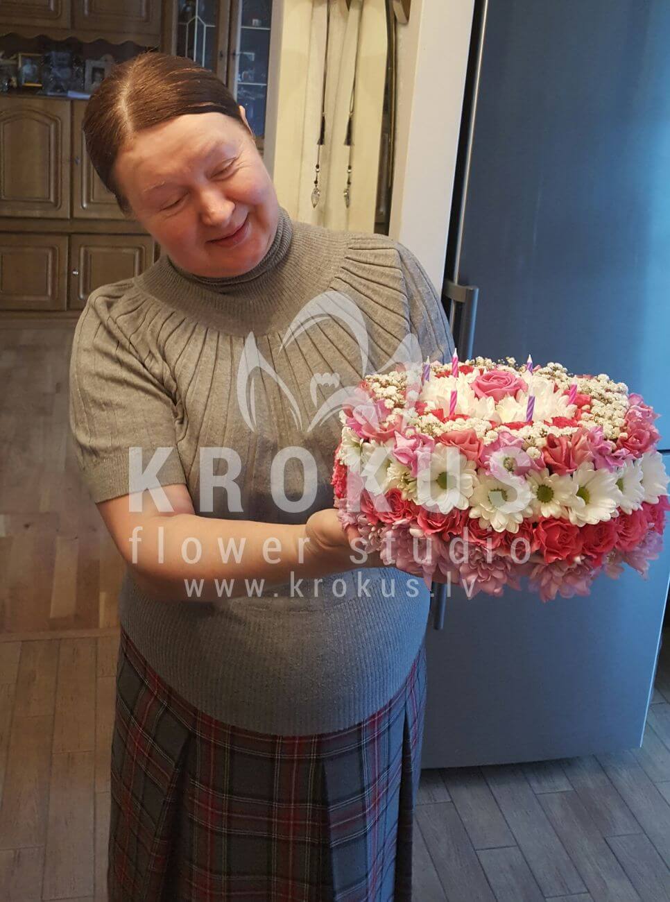 Deliver flowers to Latvia (cloveschrysanthemumswaxflowerhydrangeas)