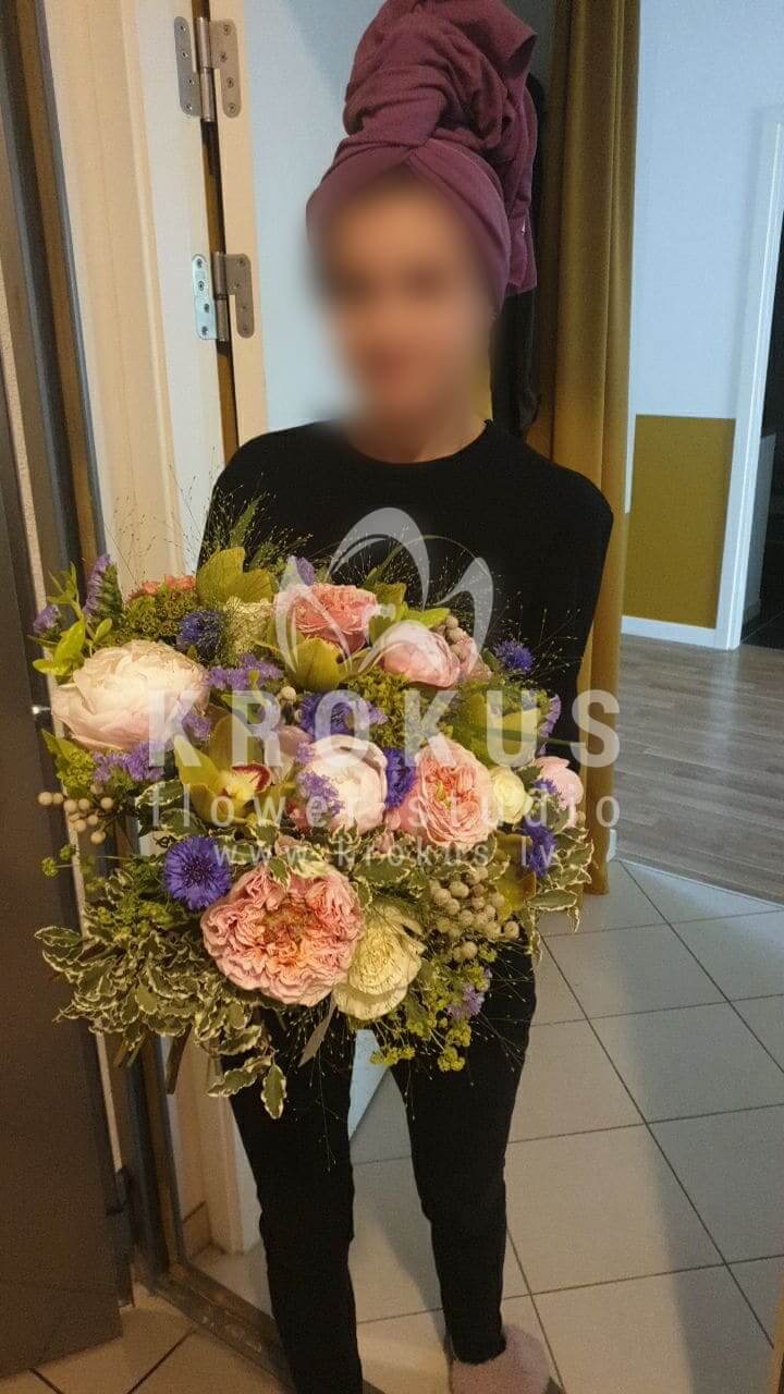 Ziedu piegāde Latvia Rīga (pļavas puķeslimonijasolidagolupīnabrunijaorhidejasbaltas rozesveronikapitosporaspeonijaspļavas dzelzenedeivida ostina rozes)