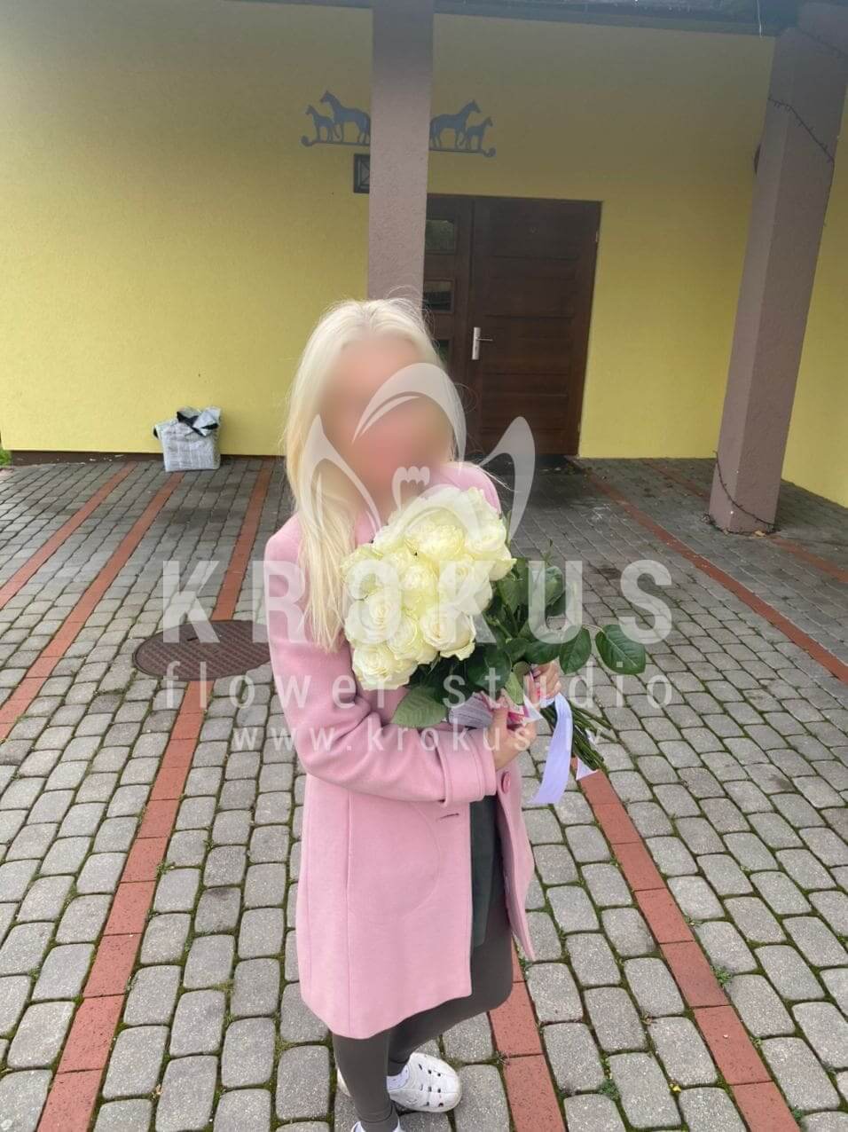 Deliver flowers to Zaķumuiža (white roses)
