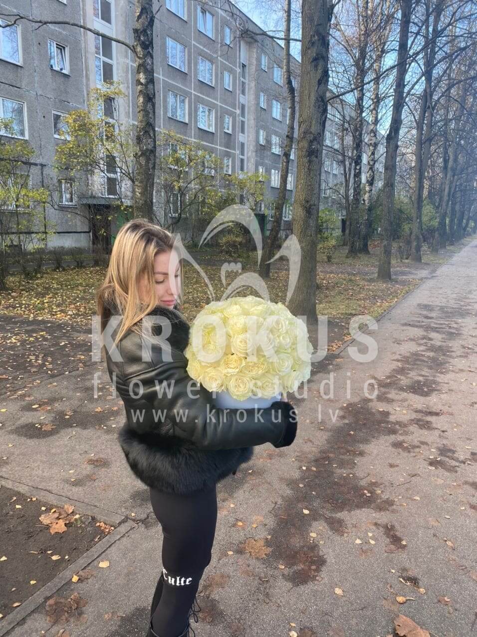 Deliver flowers to Rīga (boxwhite roses)