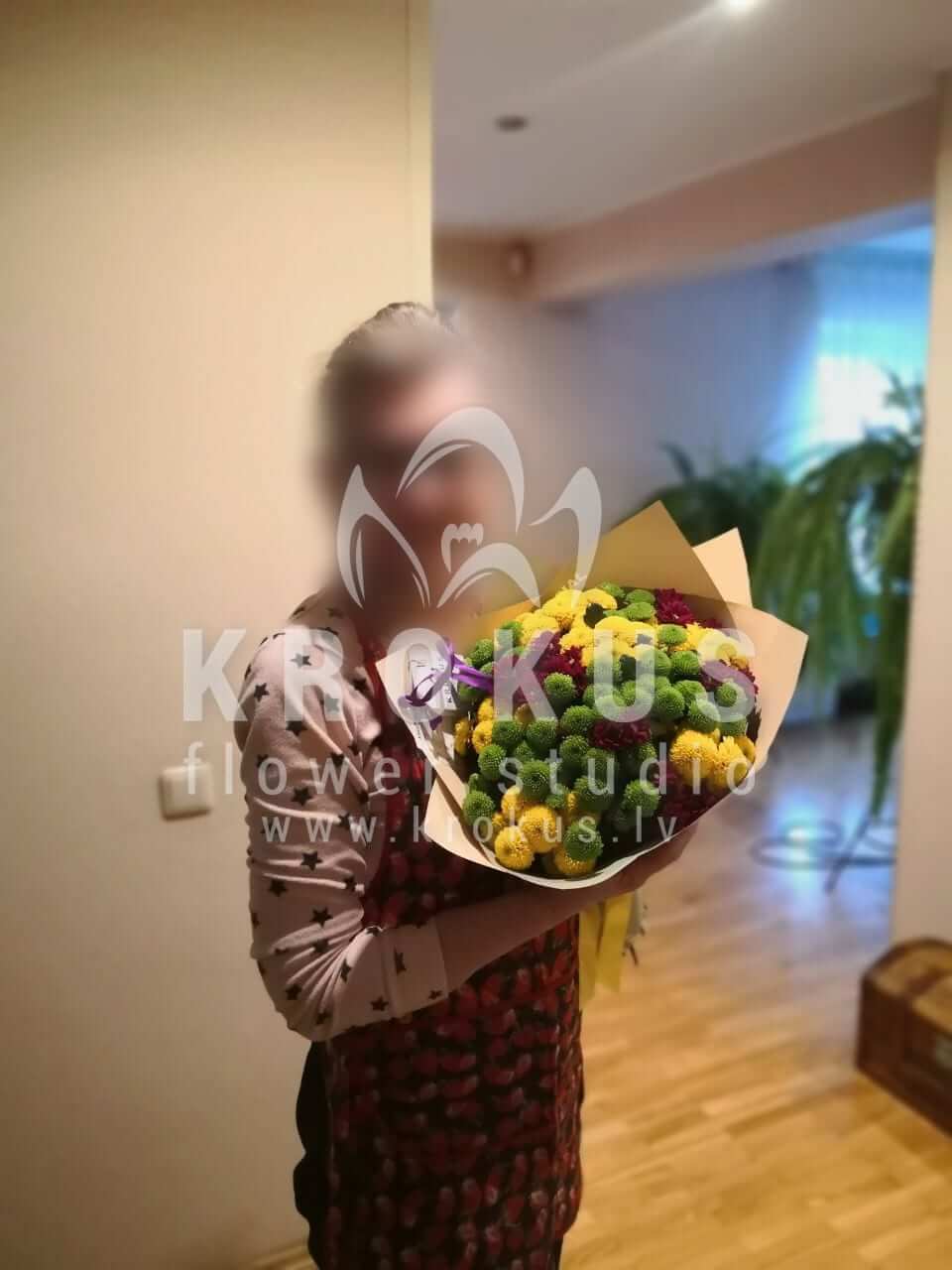 Ziedu piegāde Latvia Rīga (krūmrozeslotossorhidejasalstremērijaornithogalum (baltstarīte)eryngiumeikaliptspeonveidīgās rozessarkanas rozes)