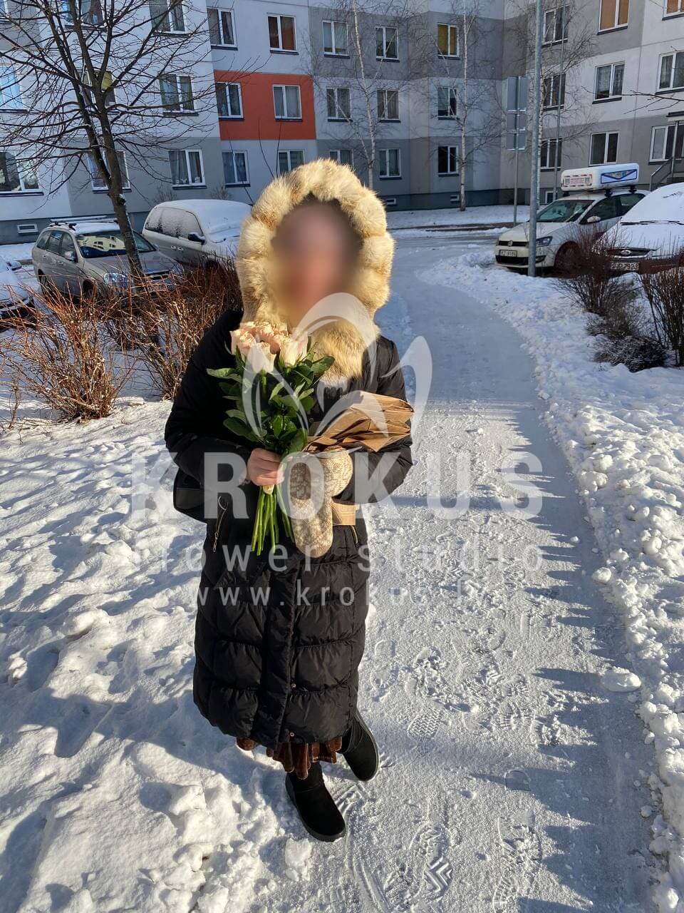 Доставка цветов в город Рига (кремовые розы)