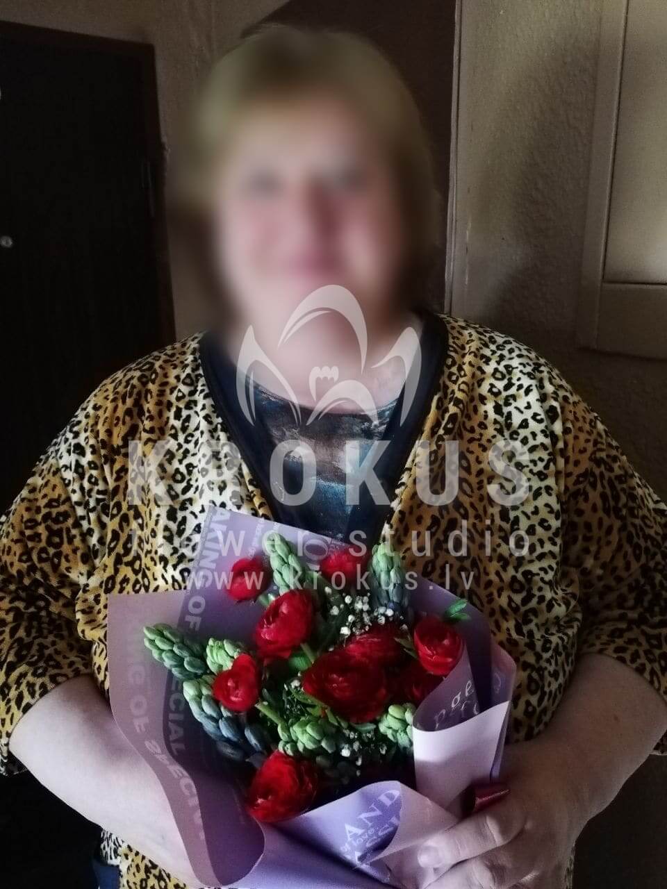 Deliver flowers to Rīga (tulipshyacinthgypsophila)