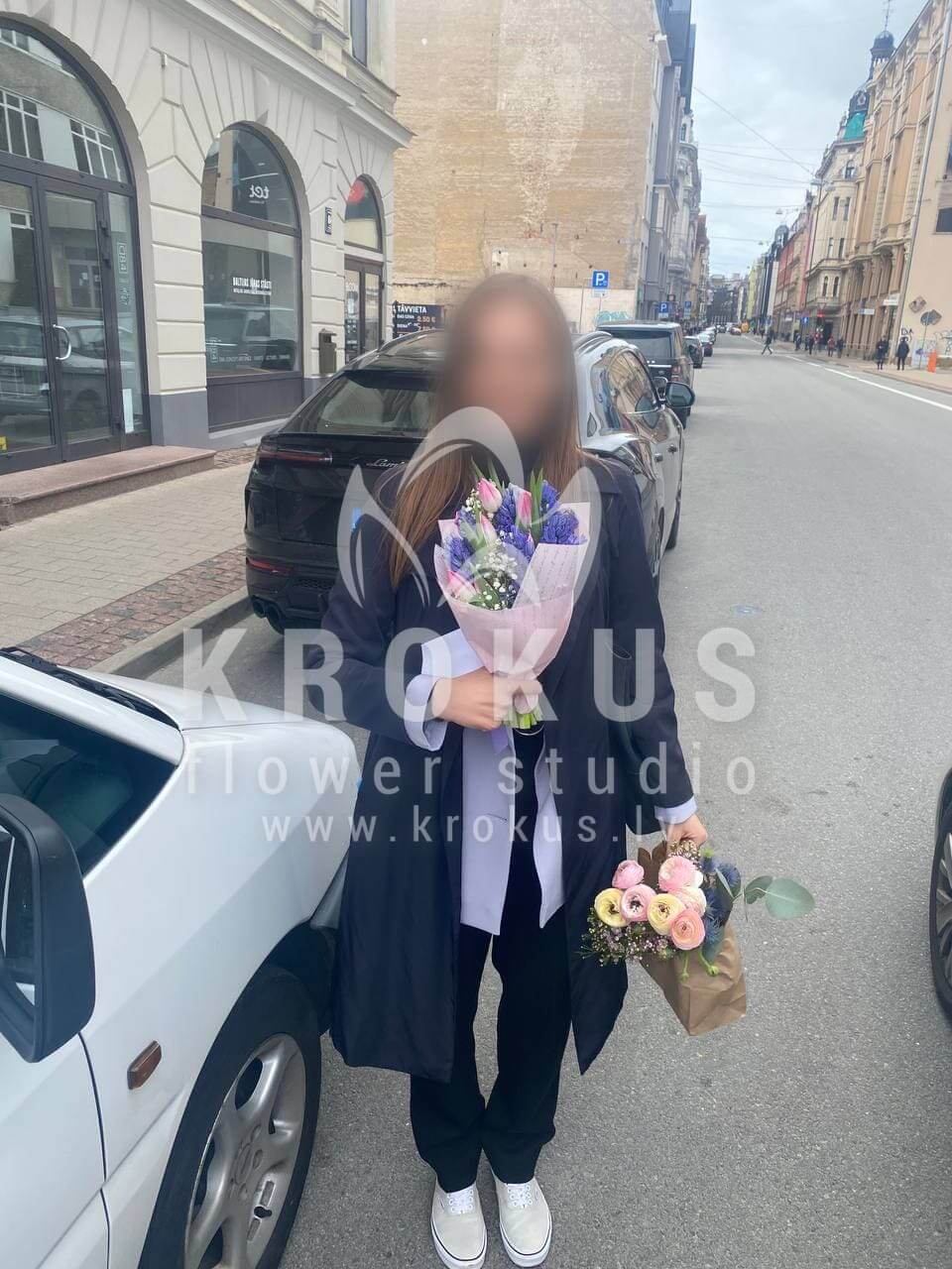 Deliver flowers to Rīga (tulipshyacinthgypsophila)