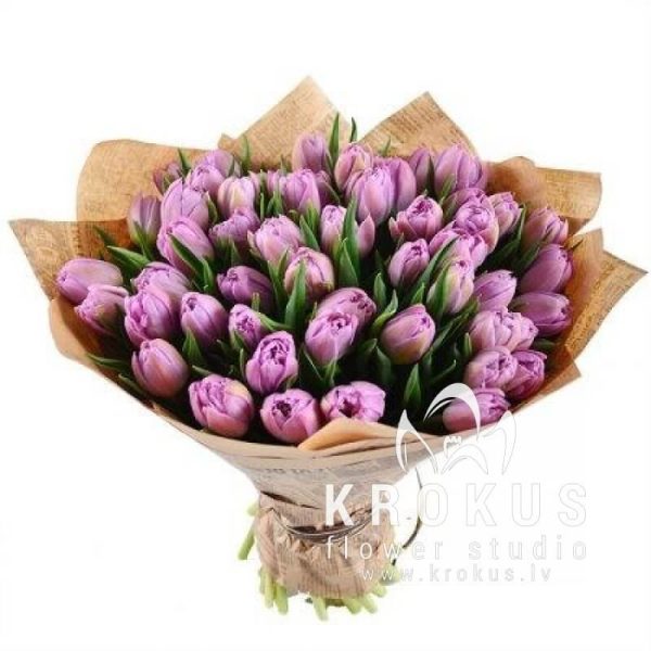 Bouquet of lilac peony tulips