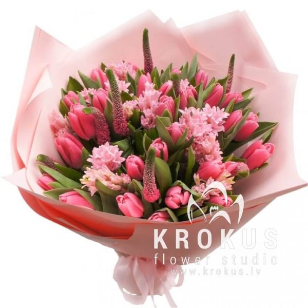 Bouquet of tulips and hyacinths