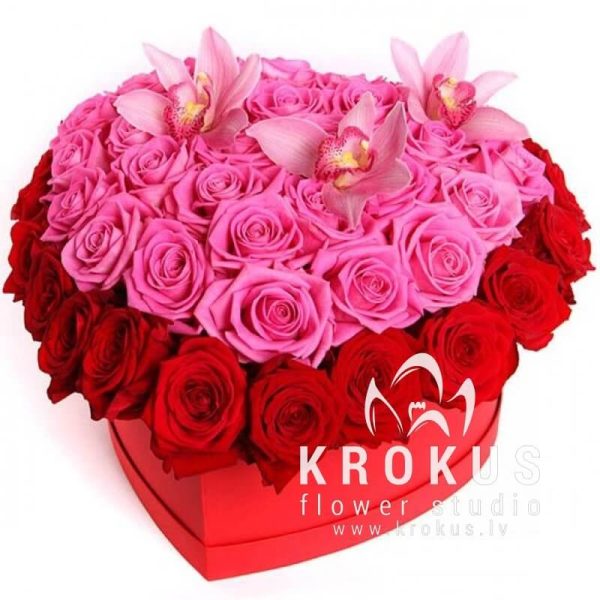 Heart of roses and orchids