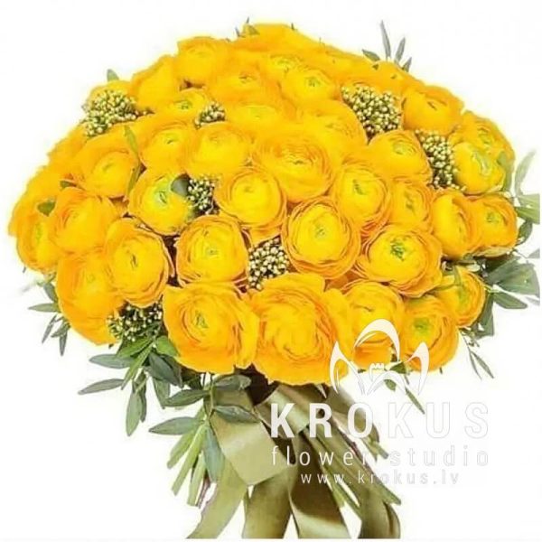 A bouquet of yellow ranunculus