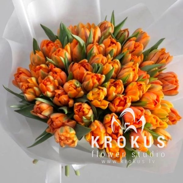 Bouquet of orange peony tulips