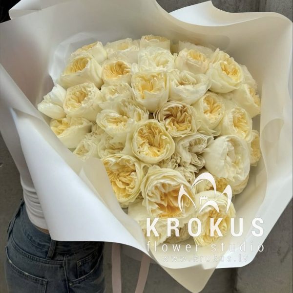 Жёлтые пионовидные кустовые розы