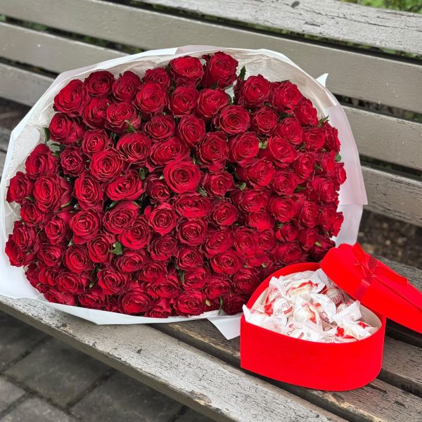 101 roze 50см + Raffaello 300g